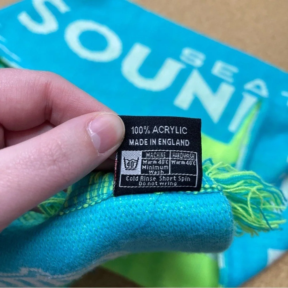 Seattle Sounders FC 2012 Junior Alliance Soccer Scarf Ruffneck Blue Green Fringe